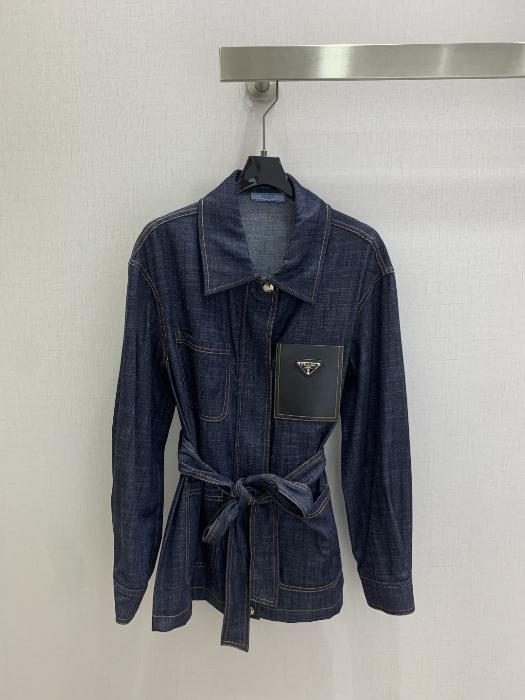 Prada Navy Belted Denim Jacket