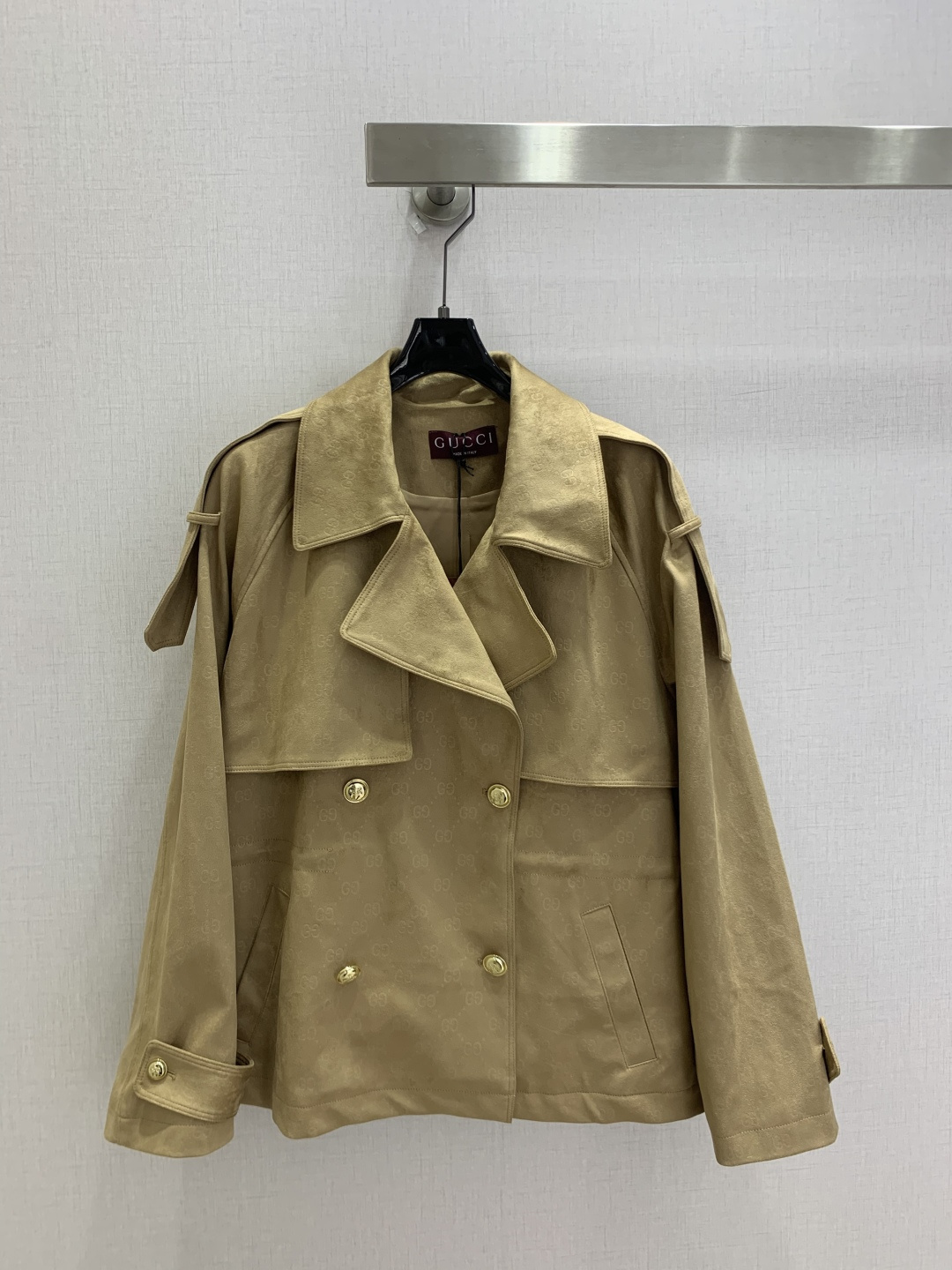 Gucci Tan Double Breasted Short Trench