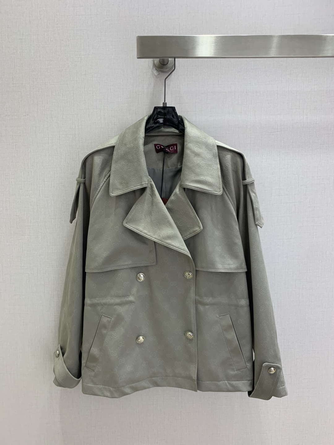 Gucci Gray Double Breasted Short Trench