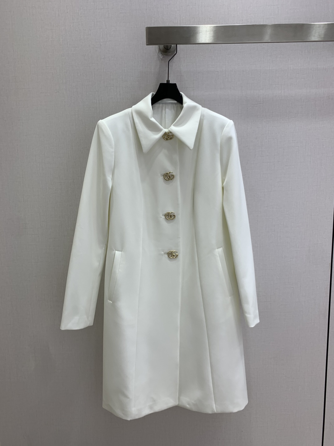 Gucci White Gold Button Coat