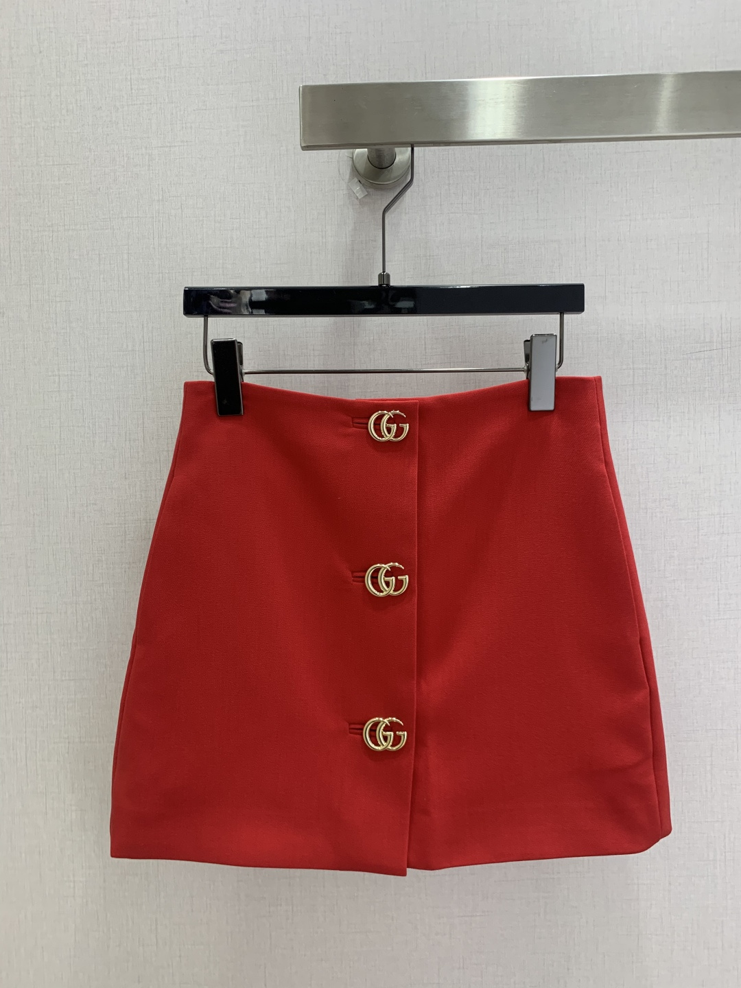 Gucci Red Gold Button Mini Skirt
