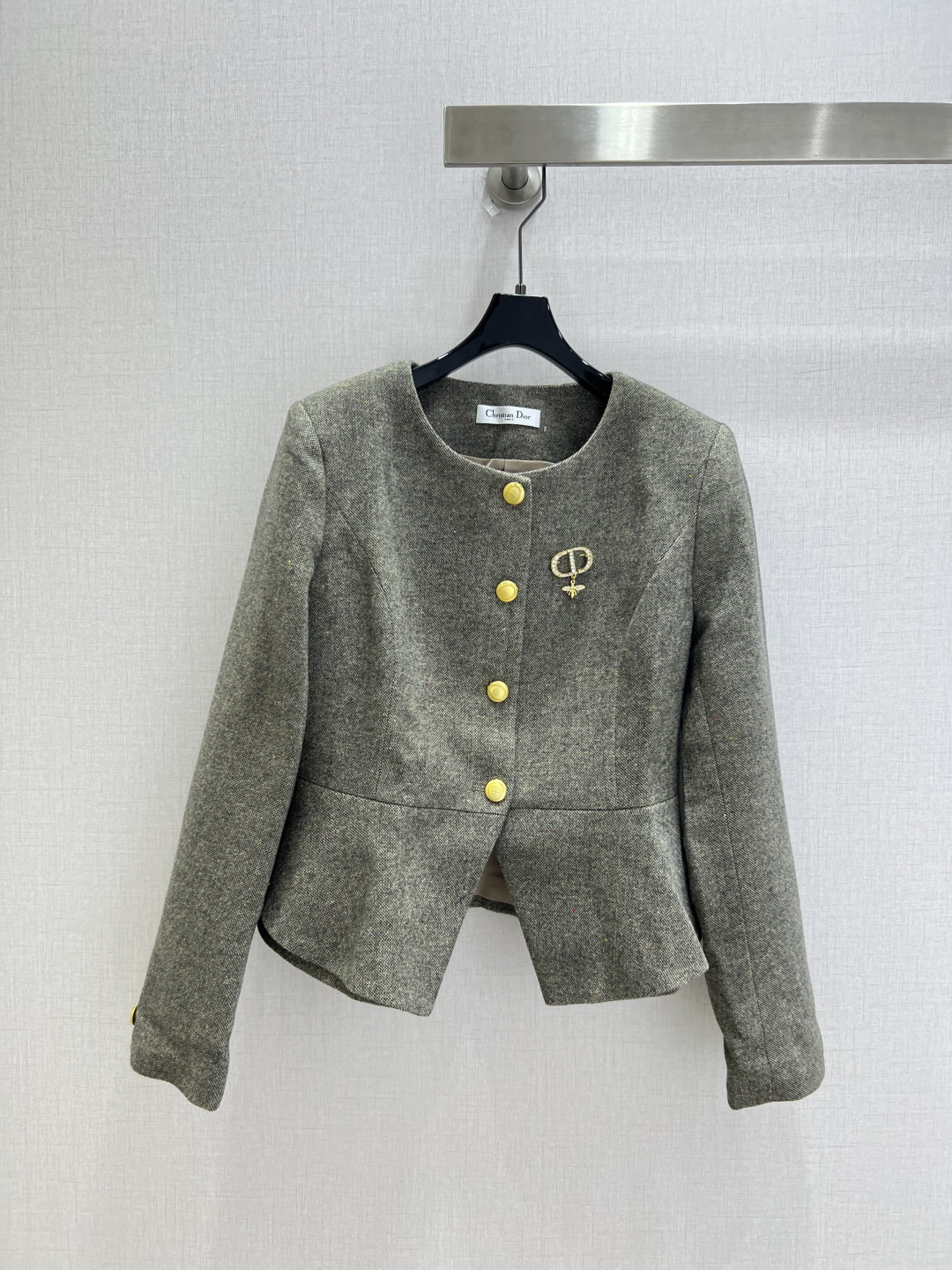 Dior Gray Gold Button Jacket