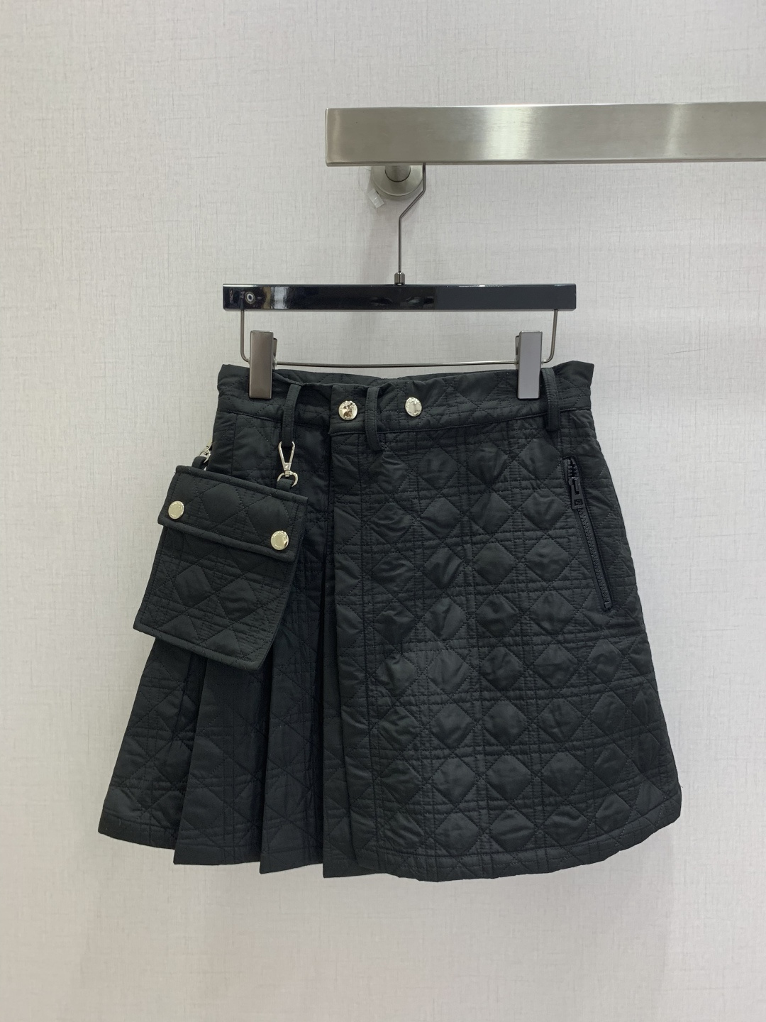 Dior Black Quilted Mini Skirt with Pouch
