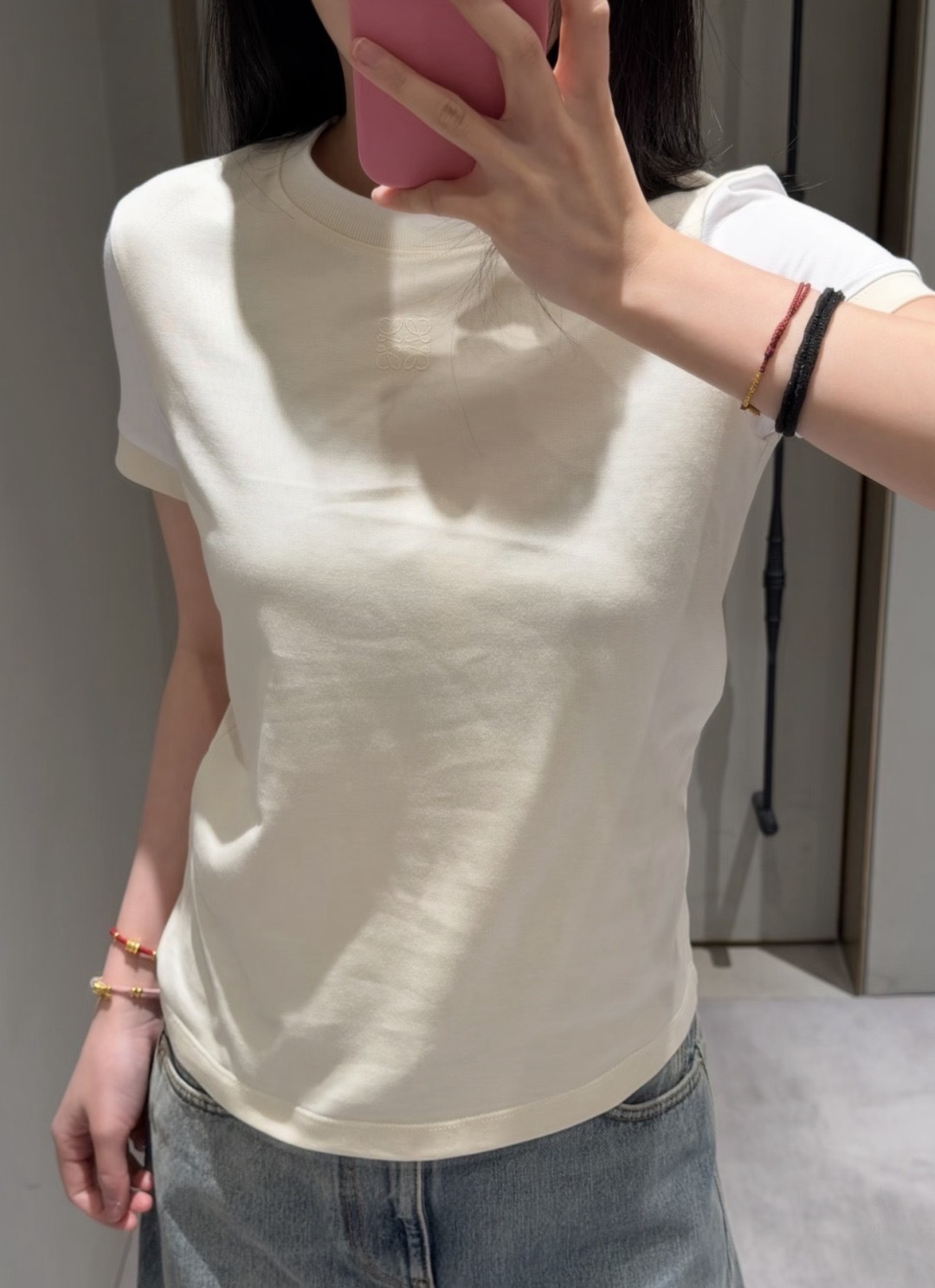 로에베 컬러 블록 래글런 반팔 티셔츠 상세 이미지 3