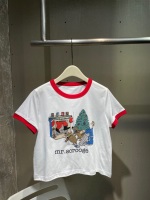 Designer coréen 25 printemps et été nouveau dessin animé arbre de Noël imprimé mince petite version polyvalent T-shirt à manches courtes SML 1 Designer coréen 25 printemps et été nouveau dessin animé arbre de Noël imprimé mince petite version polyvalent T-shirt à manches courtes SML