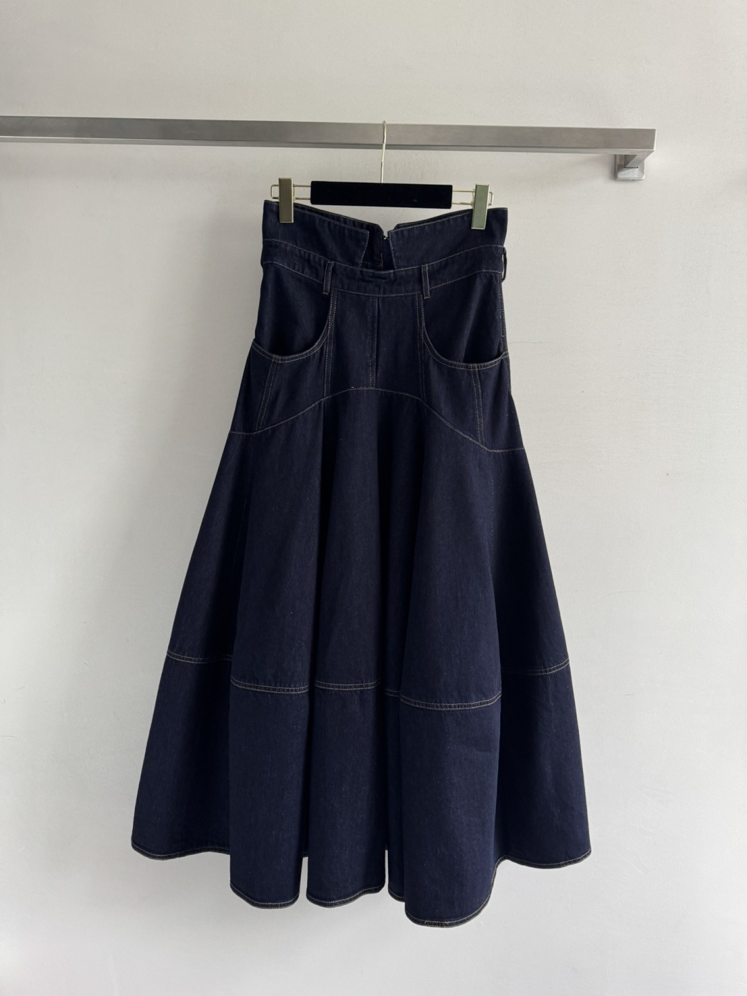 Zimmermann Denim Midi Skirt High Waist A-Line Flared Hem, Sweet Cool Style 8 cmp a1756447000984 0007