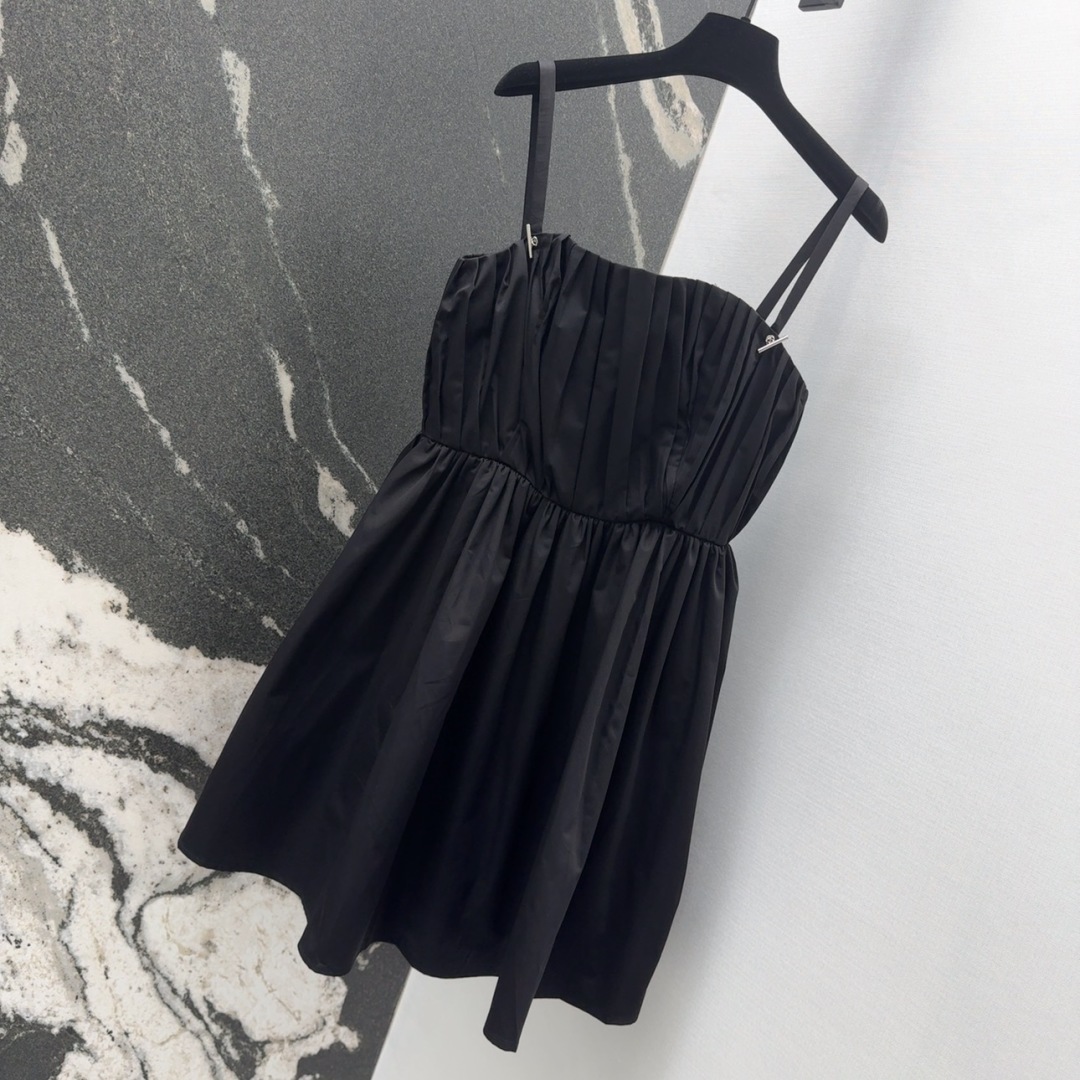 High-quality Silk-Cotton Dress: Classic Black System for Young Women - 图片 2