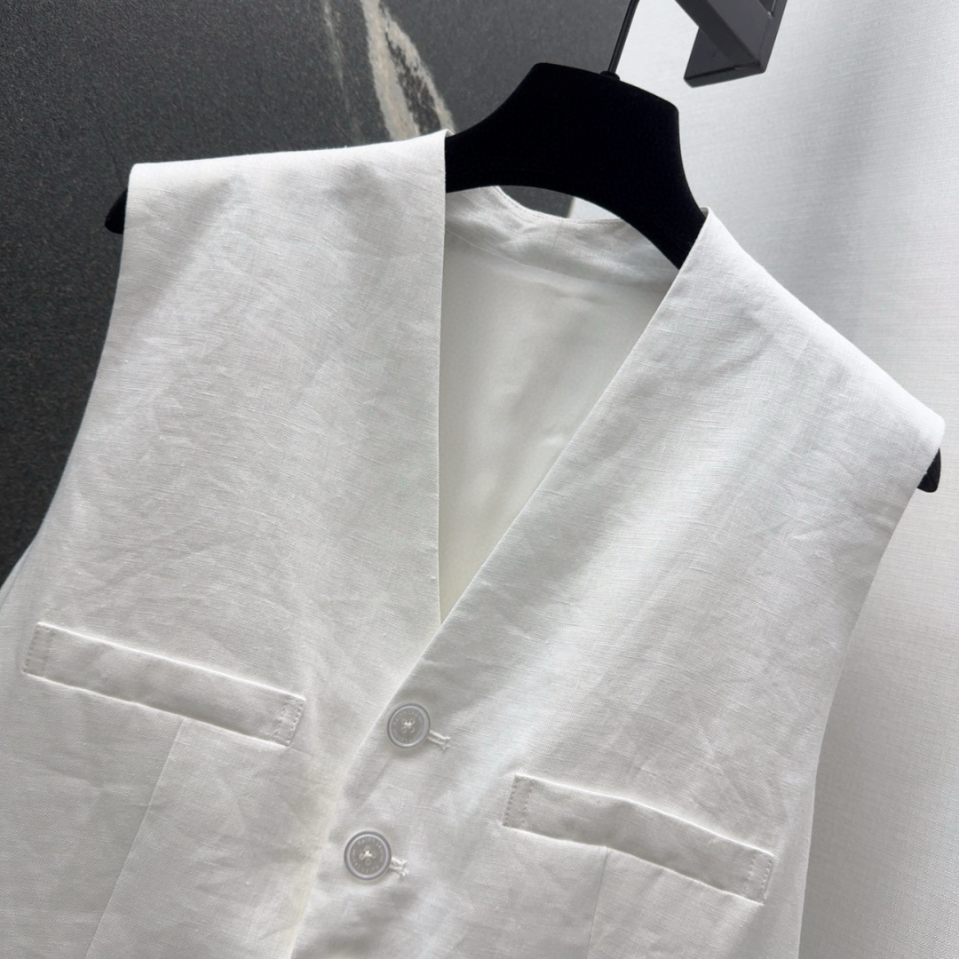 RL 25SS Linen Suit: Stylish H-Style Vest and Shorts Set - 图片 3