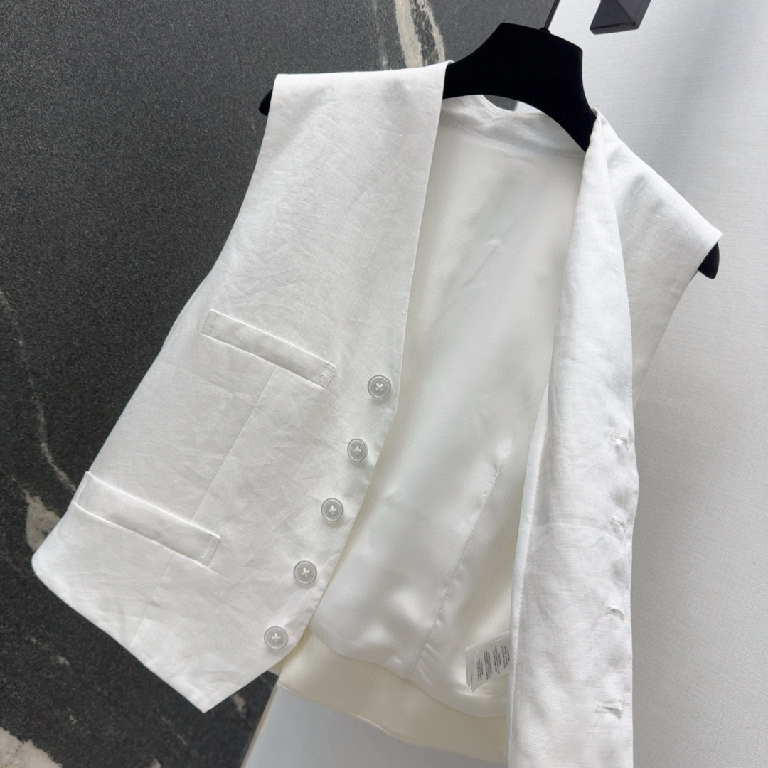 RL 25SS Linen Suit: Stylish H-Style Vest and Shorts Set - 图片 6
