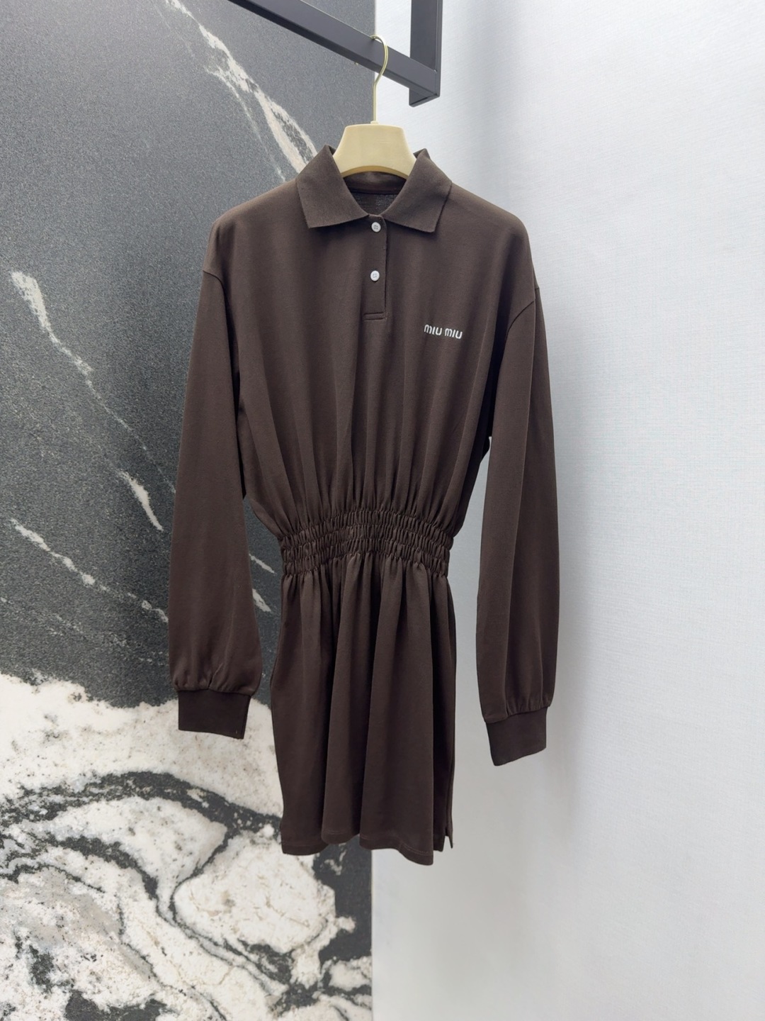 Miu 25SS Embroidered Dress: Soft Design, Customized Collar, Classic Logo, Youthful Style