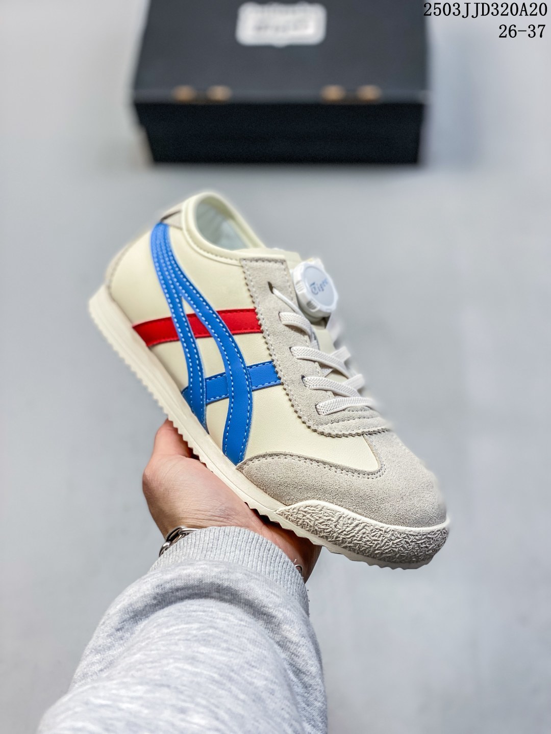 💰110
亚瑟士 Onitsuka Tiger Tokuten
复古低帮休闲跑鞋 实拍首发 
TOKUTEN的灵感来源于80年代的室内用鞋
T-TOE前足补强设计 室内鞋的橡胶大底元素
复古经典 是TIGER拥趸追捧款
鞋跟 鞋舌处印有鬼塚虎特有的品牌logo标志
提升品牌的认知度 柔软内里材质 穿着更加舒适
改良后的鞋底设计 更具防滑性
side:26——37
编码：03JJD320A20