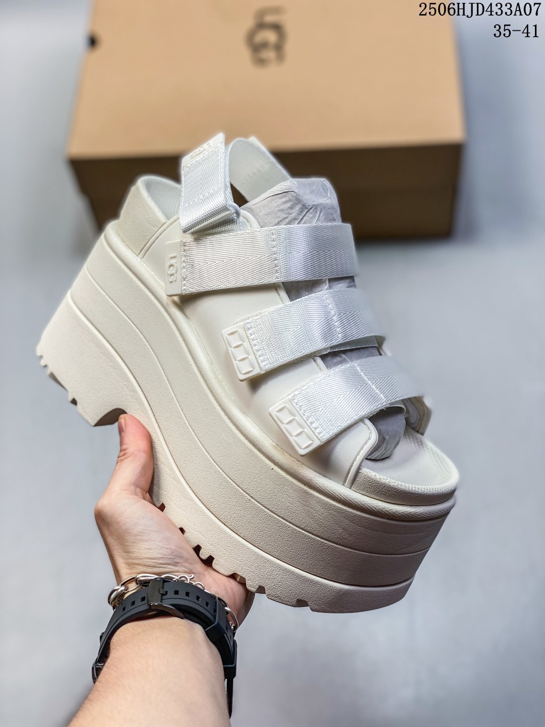 🈴 Sandalias UGG, suela gruesa, correas elásticas aumentadas, sandalias de mujer, zapatillas modernas, informales, cómo…
