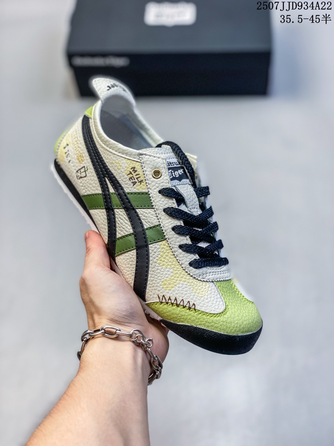 🈴️💰110
亚瑟士 Onitsuka Tiger Mexico 66 Slip On 鬼冢虎复古时尚 舒适透气皮革鞋面 耐磨防滑 休闲运动跑步鞋  虎底采用磨耐防橡滑胶底大富有弹性，缓减冲震休闲运动鞋。
尺码：见图
编码：07JJD934A22