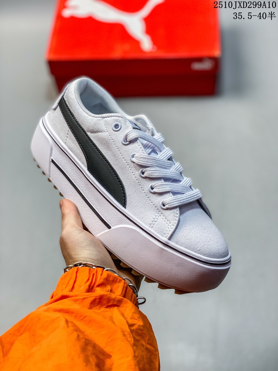 PUMA/彪马 💯女鞋真标半码制,采用透气帆布鞋面材质,搭载革新改良超轻Platform+舒适科技脚垫❗️锯齿厚底令女生一见倾心,宣美同款2021夏季新品❗️彪马Puma Kaia Platform 凯亚系列轻量化厚底松糕帆布休闲运动鞋 383804 类型:女鞋 编码:10JXD299A10