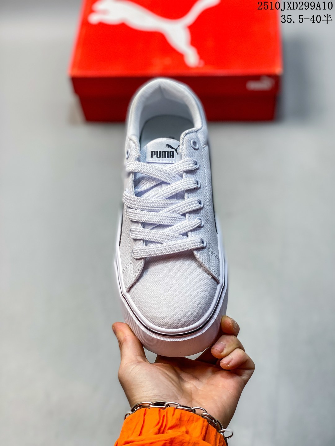 PUMA/彪马 💯女鞋真标半码制,采用透气帆布鞋面材质,搭载革新改良超轻Platform+舒适科技脚垫❗️锯齿厚底令女生一见倾心,宣美同款2021夏季新品❗️彪马Puma Kaia Platform 凯亚系列轻量化厚底松糕帆布休闲运动鞋 383804 类型:女鞋 编码:10JXD299A10