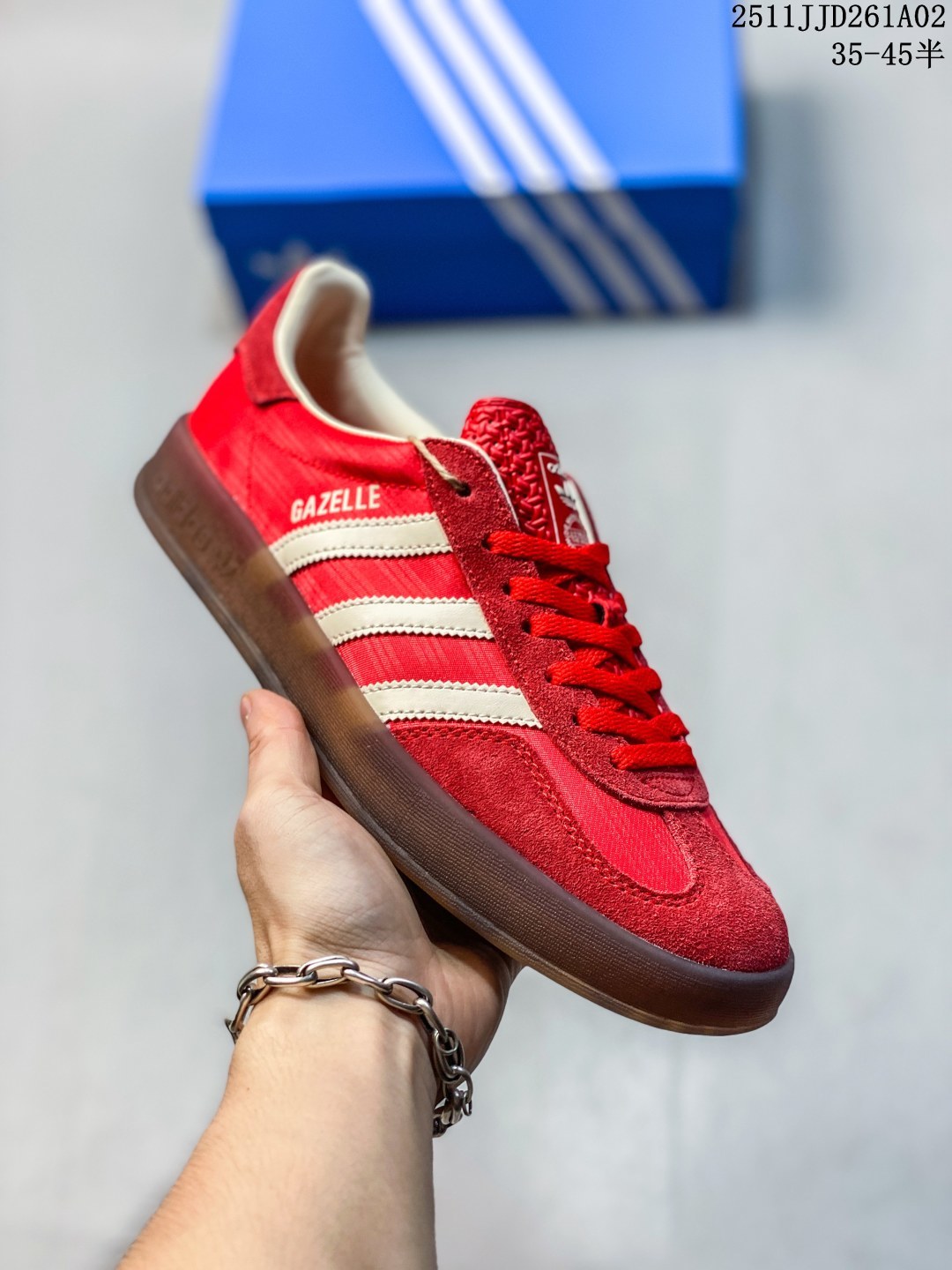 公司级 adidas originals GAZELLE INDOOR 舒适百搭 耐磨 低帮 板鞋 男女款 红色 11JJD261A02