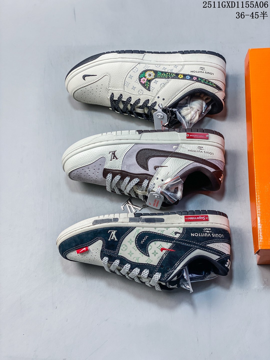 爆款限量发售❤️ 妈妈的爱Just doit 缝的Nike联名 ❤️高端定制 Nike SB Dunk Low “手工刺绣Nike联名 米白黑lv印花” 高端定制 低帮休闲板鞋 定制鞋盒 大厂纯原品质出货 超高清洁度 皮料切割干净无任何毛边 细节完美 货号:DS6608-017 GXD1155A06