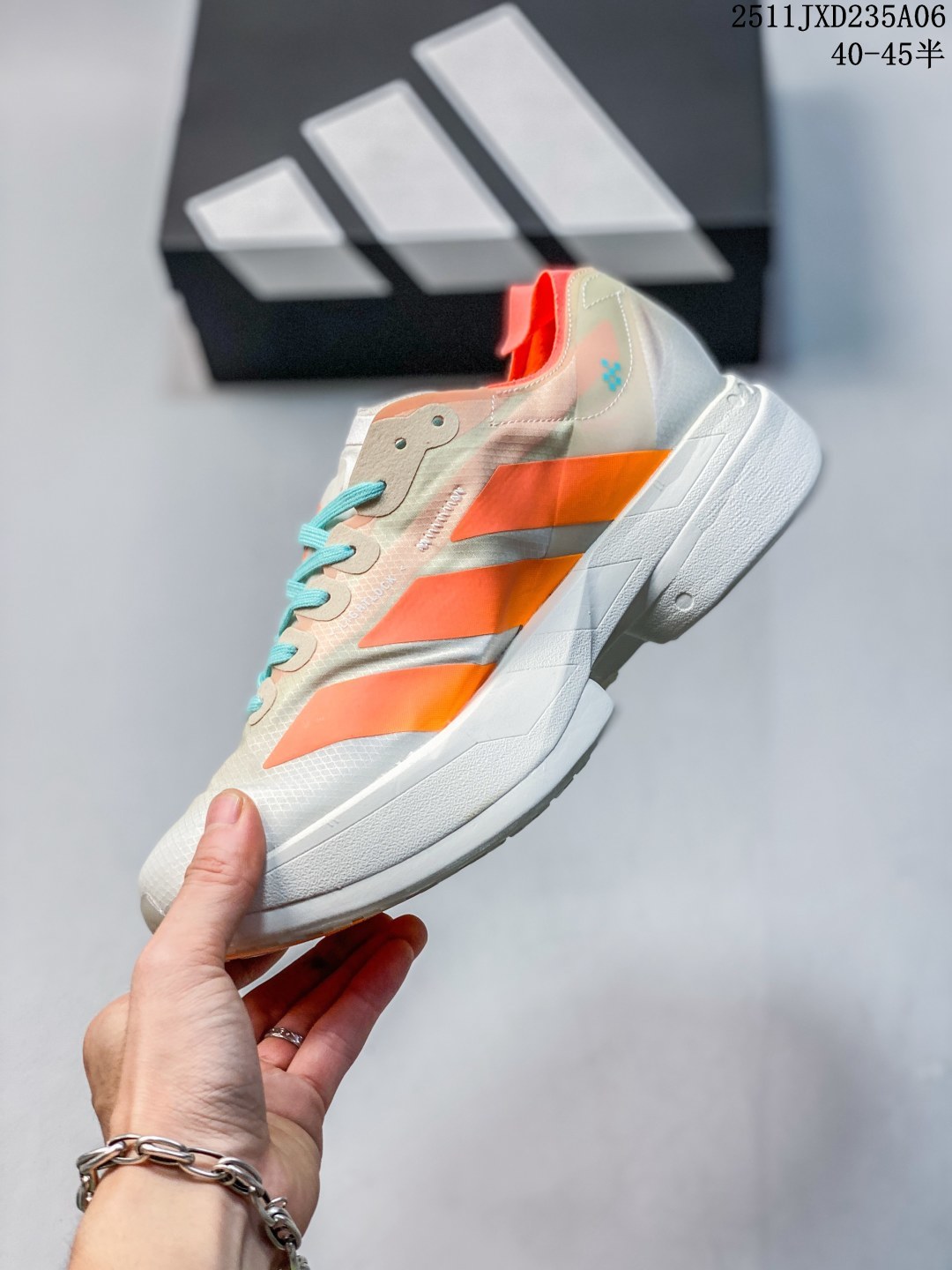 公司级✅Adidas Adizero Adios Pro 4 M马拉松飞线贾卡轻质透气休闲运动跑步鞋 采用双层透气网纱 Flywire动态飞线绑缚鞋面材质 内置Zoom小气垫装置 货号:JQ1241 ID:JKD101-ADH 11JXD235A06