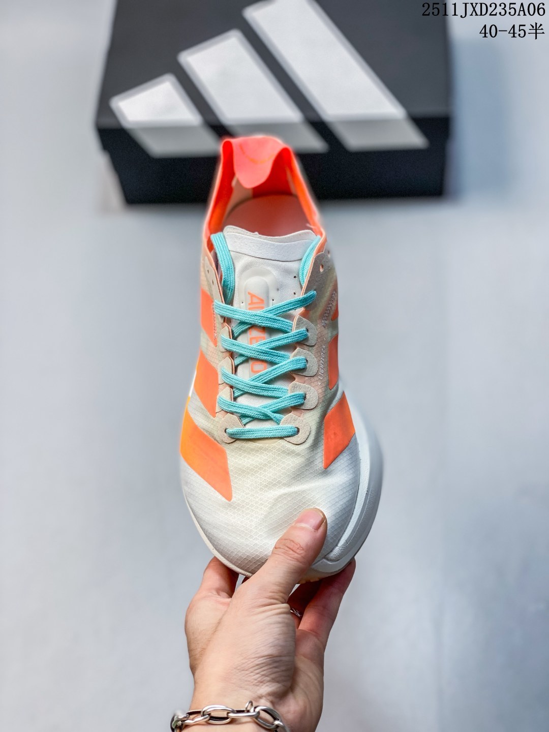 公司级✅Adidas Adizero Adios Pro 4 M马拉松飞线贾卡轻质透气休闲运动跑步鞋 采用双层透气网纱 Flywire动态飞线绑缚鞋面材质 内置Zoom小气垫装置 货号:JQ1241 ID:JKD101-ADH 11JXD235A06