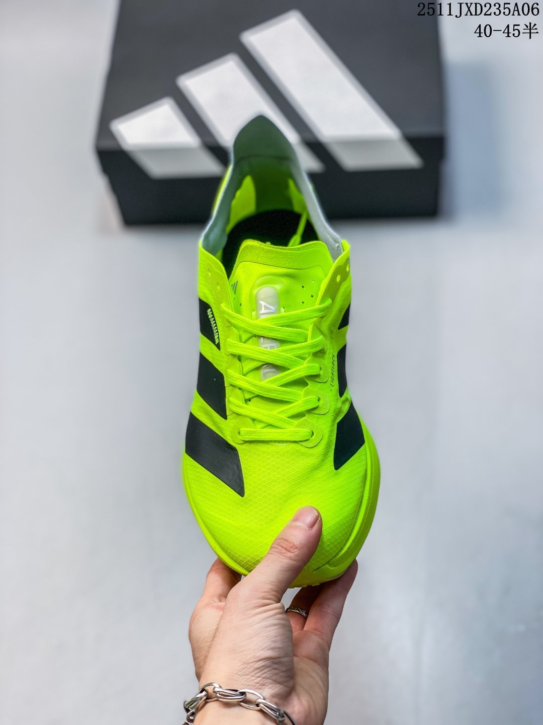 公司级✅Adidas Adizero Adios Pro 4 M马拉松飞线贾卡轻质透气休闲运动跑步鞋 采用双层透气网纱 Flywire动态飞线绑缚鞋面材质 内置Zoom小气垫装置 货号:JQ1241 ID:JKD101-ADH 11JXD235A06