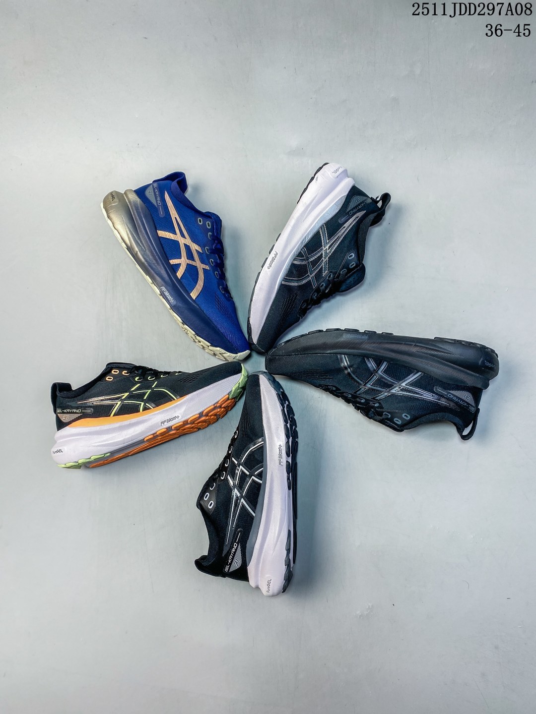 🈴 💰100
Asics/亚瑟士   男女鞋，全新原装数据开发人体工学一体式轻质贾卡双层编织鞋面,针织高弹性鞋舌+贴合感鞋领结构，内嵌独家原装真 PureGel缓震胶 配置原装数据开发双层FF BLAST PLUS ECO中底环保材质、带4D引导系统，原厂配比AHAR橡胶底部,兼顾抓地及耐久性底片❗️稳定系跑鞋之王,日本专业跑鞋品牌-亚瑟士/Asics Gel-Kayano 31 卡亚诺31代低帮专业有氧超轻量休闲运动全能慢跑鞋 

类型：男女鞋
码数：36 37 38 39 40 41 42 43 44 45
编码：251031315.924
11JDD297A08