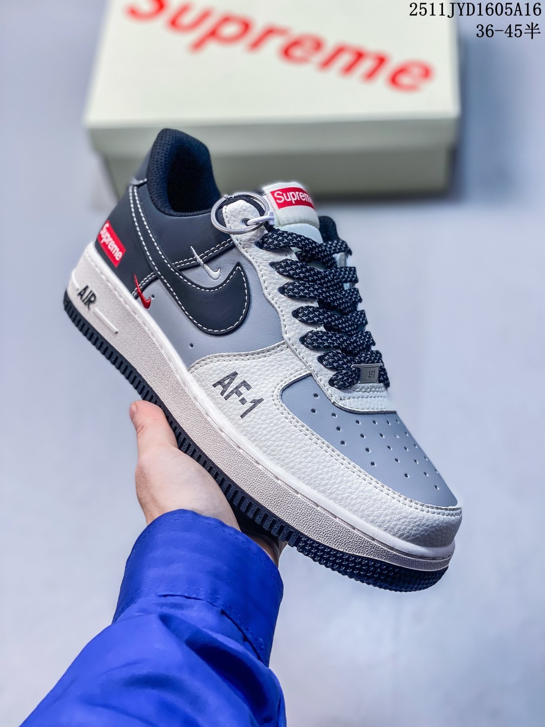 海外爆款限量发售!公司级Nike Air Force 1 '07 Low “Supreme联名——米灰水晶底”空军一号 高端定制 低帮 运动鞋 休闲鞋 折边针车 工艺难度大 原楦头原纸板 原装鞋盒 定制五金配件 内置全掌气垫 原厂鞋底 货号:HH7518-077 JYD1605A16