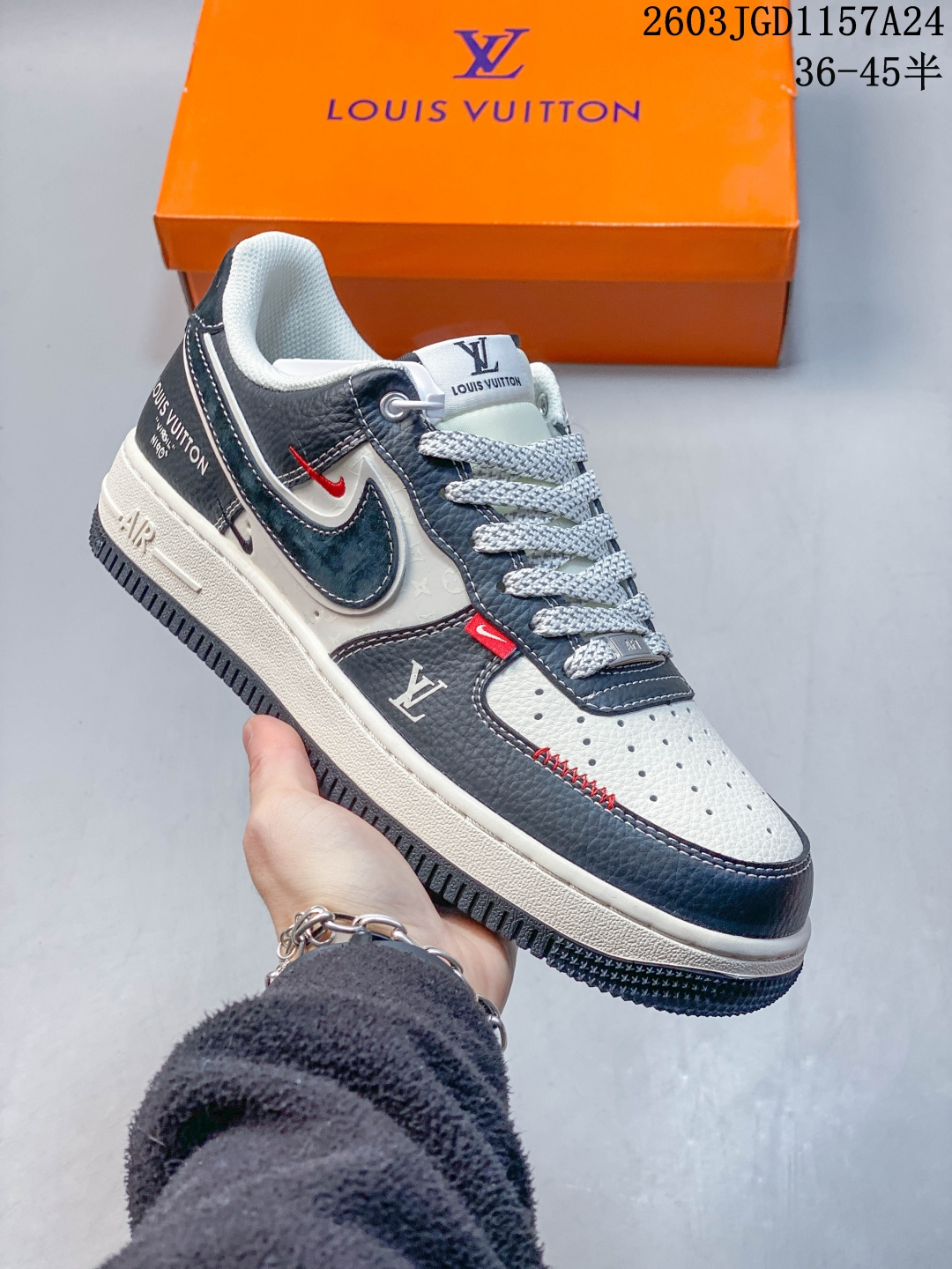 海外限量发售!公司级NIke Air Force 1 '07 Low “LV联名——荔纹黑”空军一号 低帮 运动鞋 休闲鞋 折边针车 工艺难度大 原楦头原纸板 原装鞋盒 定制五金配件 内置全掌气垫 原厂鞋底 货号:YX5066-349 JGD1157A24