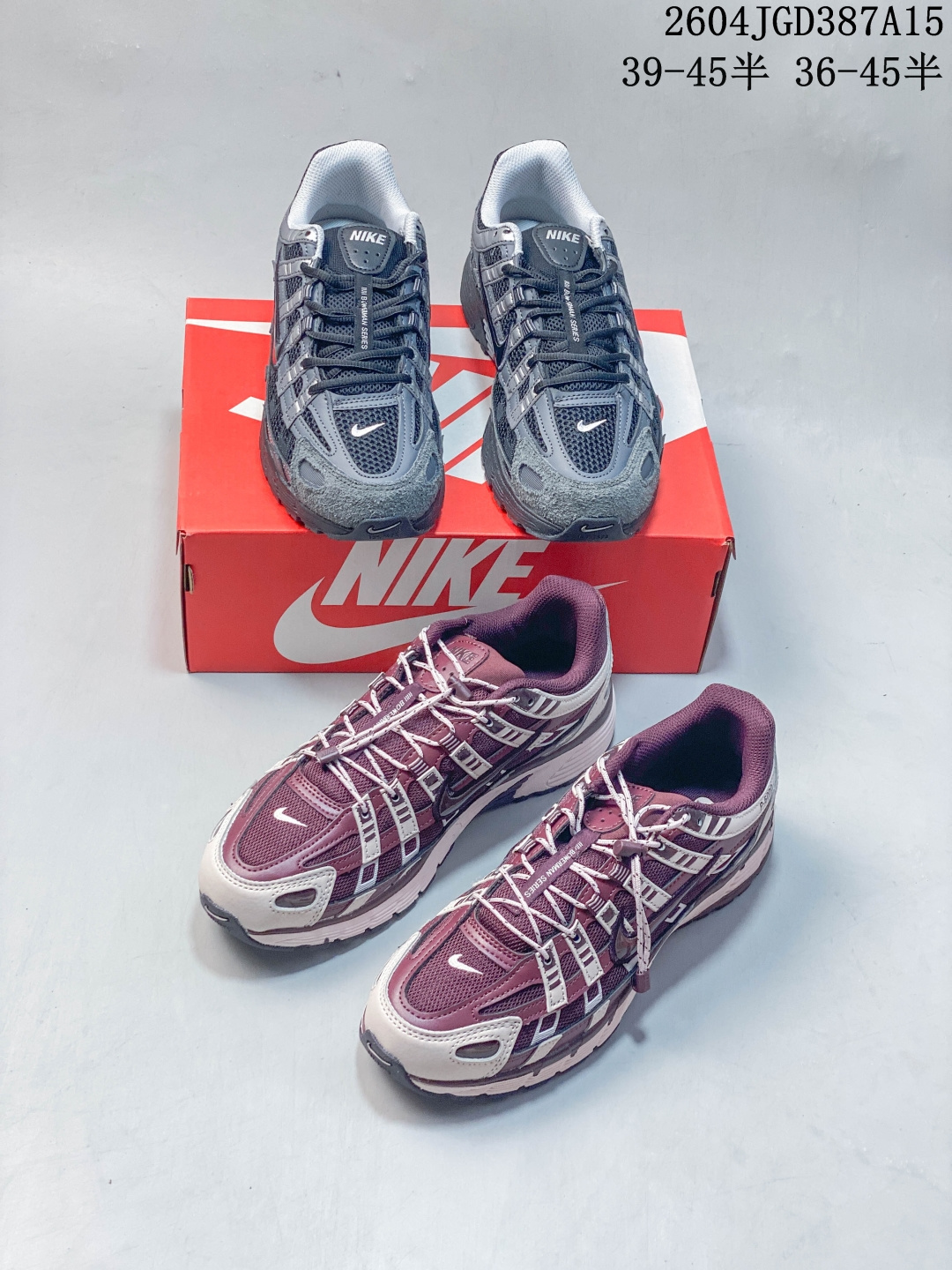 Nike P-6000 复古技科个性运动老爹鞋.该鞋款鞋采面用纵横交错的覆面,重现 2000 年代鞋跑风格,同时搭配震缓鞋垫,带来舒的适步履体验.Nike P6020取材自2006 Nike Air Pegasus,打混造搭经典风格,透舒气适,唤起对21世纪初期的共鸣.透气网布眼融入皮革,织和物合成材质覆面,营造21世初纪的畅跑美学概念.泡棉中底盈轻缓震,带来舒的适足底感受.全胶橡外底,铸就出抓色地力. 半 04JGD387A15