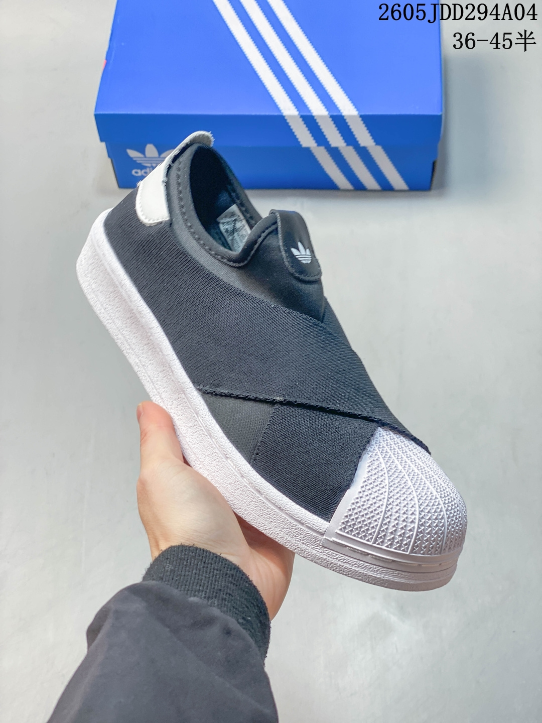 阿迪达斯十字交叉绑带Adidas SUPERSTAR SLIP ON W S 贝壳头十字交叉绑带 白山联名款绑带 男女鞋 货号:KH8210 带半码 ID:105920 05JDD294A04