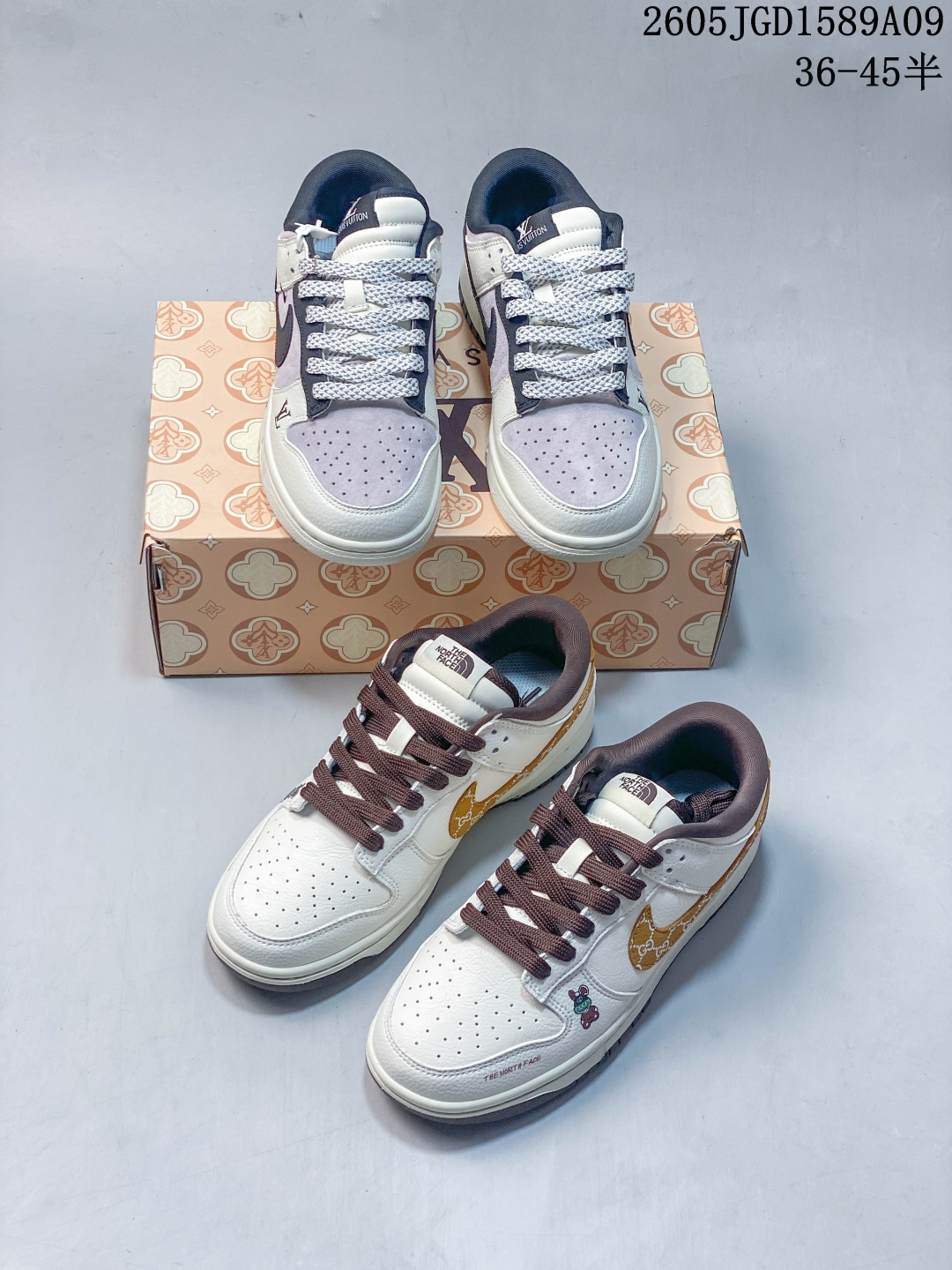 Nike Dunk 联名LV定制款 磨砂翻毛皮质感拉满,小logo低调暗藏奢华,软fufu的配色温柔又显脚小,日常通勤、街头出街一键百搭,上脚脚感轻盈不闷脚,男女同款 情侣,街氛围感直接拉满,鞋柜里不能缺的一双年度神款潮鞋! 半 05JGD1589A09