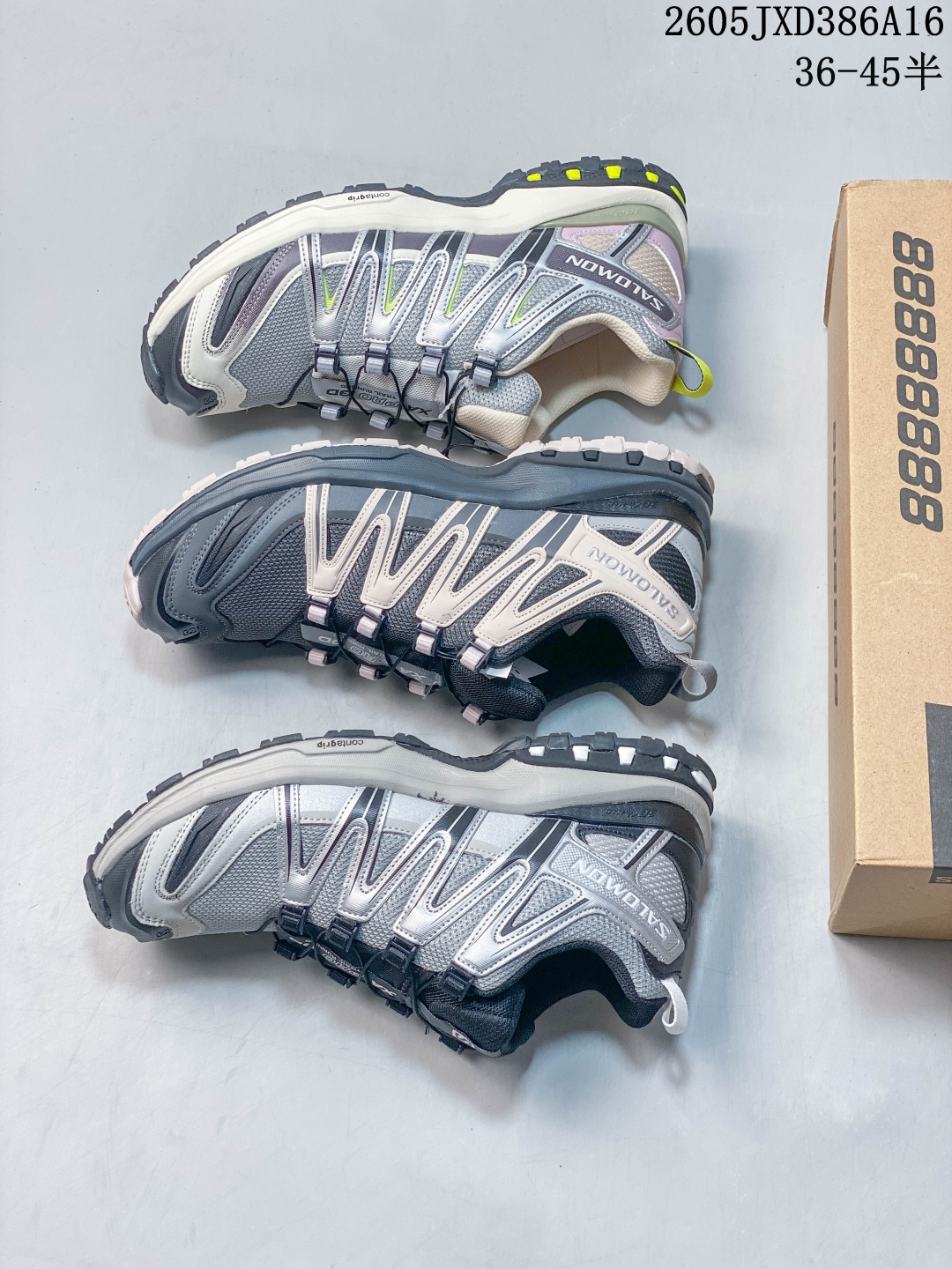 SALOMON XA PRO 3D 户外运动 网布减震防滑透气 低帮跑步鞋 男女款运动鞋 沙场灰#xapro3D 大面积的织物材质让质感超棒。鞋腰侧身还有3D反光效果，夜里穿也更酷炫！鞋头、鞋带内里和两边都标注了鞋款系列信息，整体造型流畅，适合户外登山或者日常运动。后跟的TPU材质包裹，包裹感非常强，给人一种满满的安全感。 #SALOMON #XA新配色 @salomon SIZE:36 36.5 37 38 38.5 39 40 40.5 41 42 42.5 43 44 45 05JXD386A16 image 1