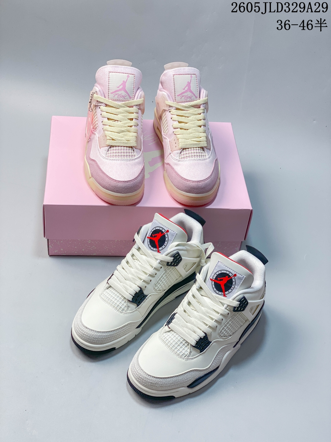 ️ Nike Air Jordan 4 Retro OG迈克尔·乔丹AJ4代乔4 中帮复古休闲运动文化篮球鞋。秉承轻量化的速度型篮球鞋设计思想完成设计，降低重量的同时提升舒适度，中底延续前作使用了分离式后掌可视化 Air Sole气垫。鞋带孔和后跟鞋提以籃网为造型灵感，将篮球运动巧妙融入到鞋款的设计之中，使鞋身整体富有流动性、节奏感和优雅气质。 类型：男女鞋 货号：IM4002 码数：36～46含 05JLD329A29 image 1