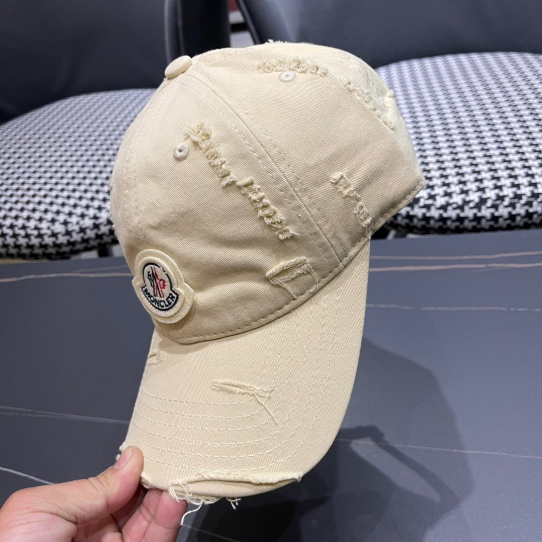  春夏新款 蒙口MONCLER破洞棒球帽，年轻时尚潮人穿搭色系，视觉效果超强，好看有质感！