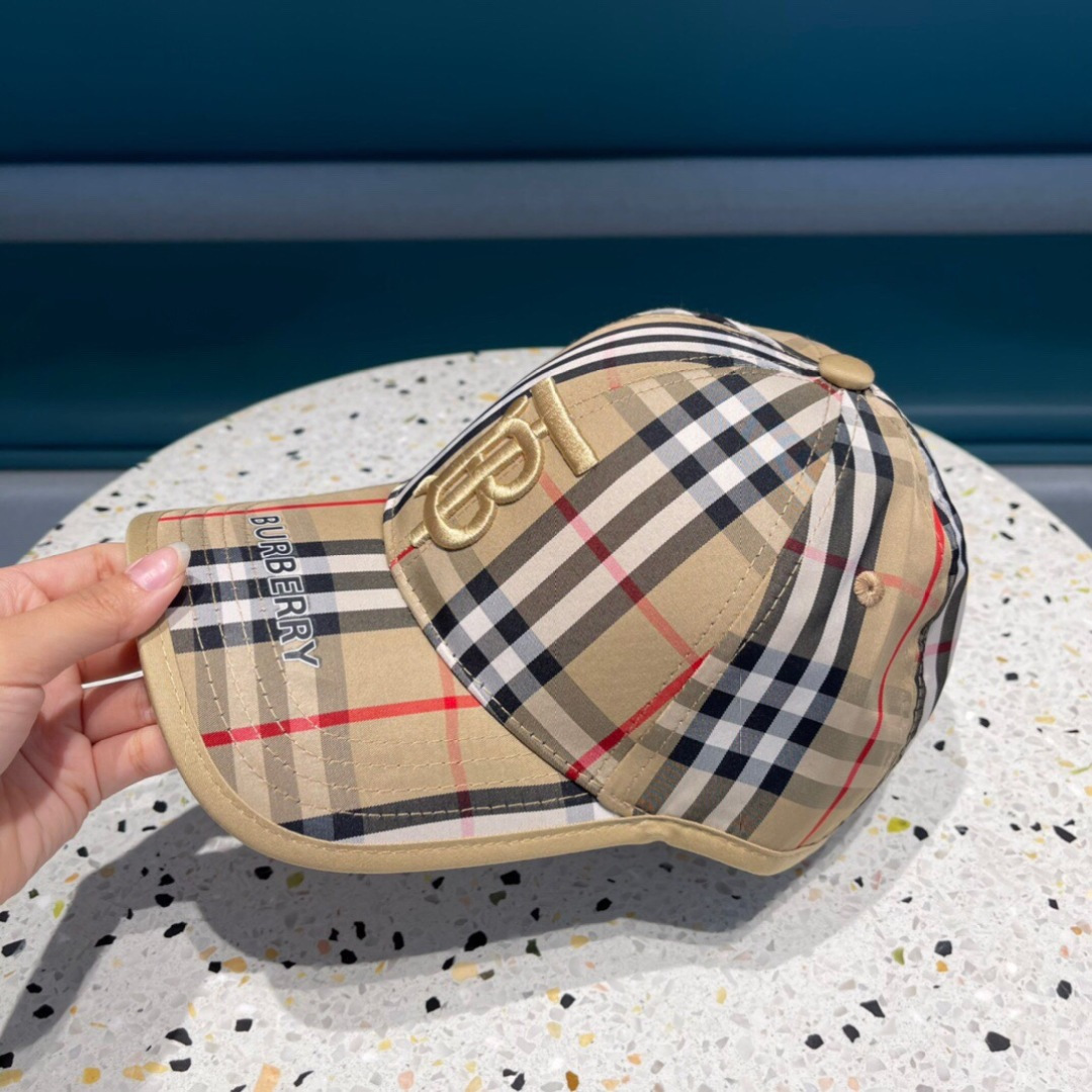 巴宝莉Burberry 官网原单刺绣棒球帽 格纹复古时尚四季搭配单品