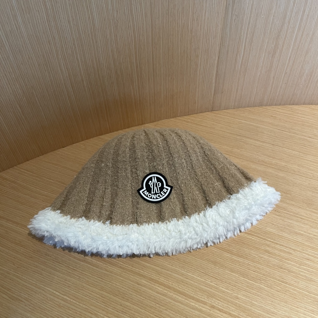 MONCLER蒙口子女冬款2024新款渔夫帽女士秋冬季毛绒百搭防寒保暖盆帽