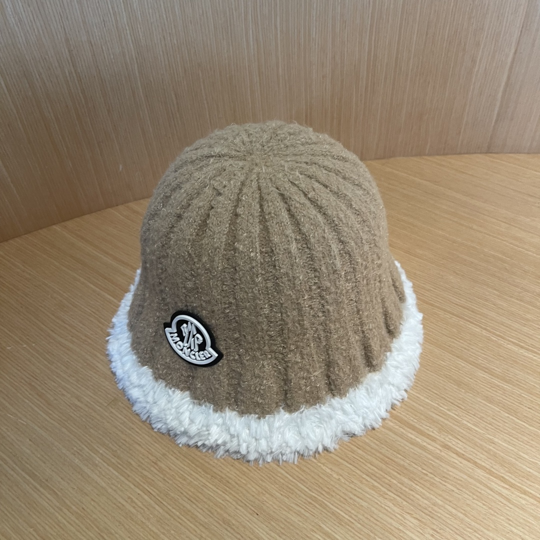 MONCLER蒙口子女冬款2024新款渔夫帽女士秋冬季毛绒百搭防寒保暖盆帽