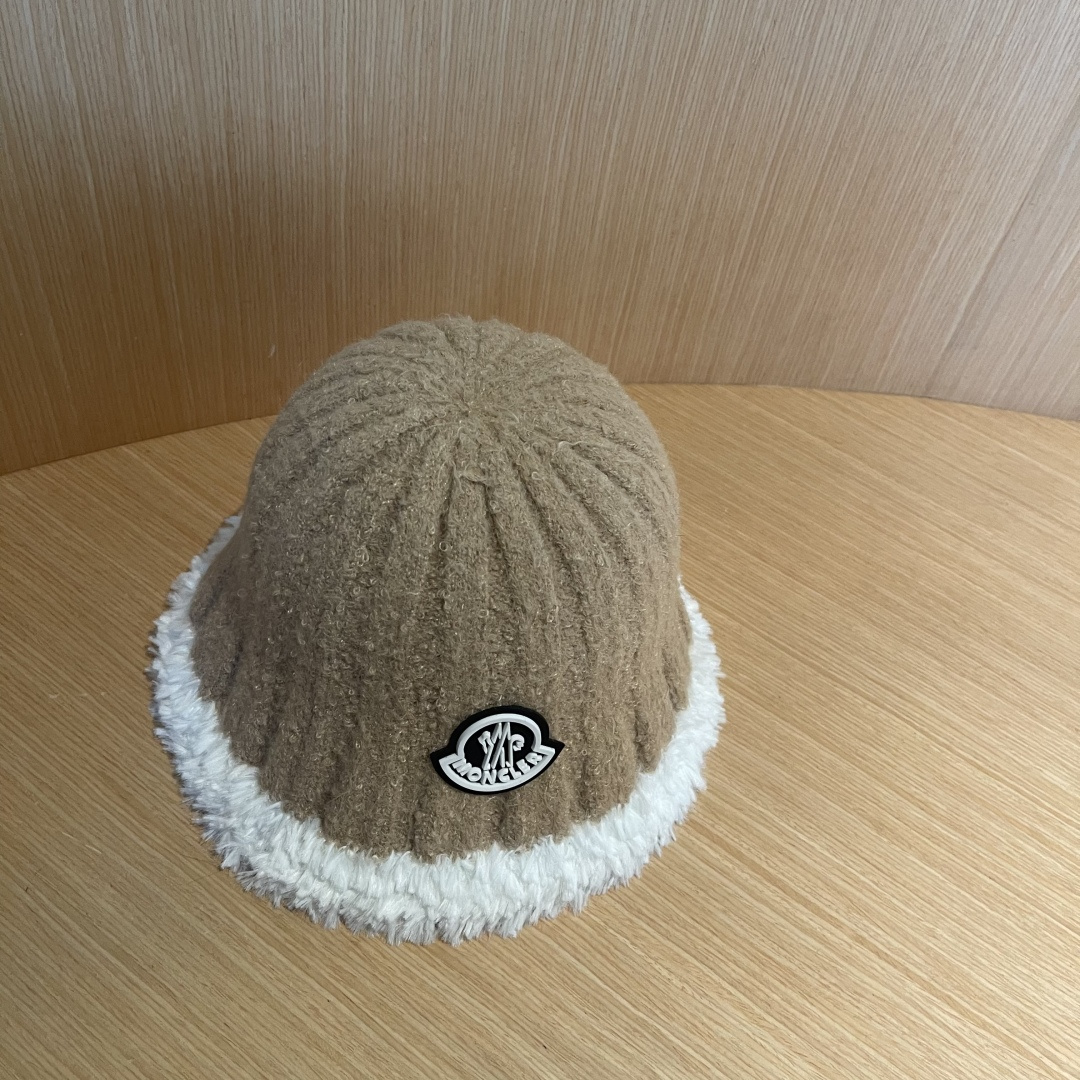MONCLER蒙口子女冬款2024新款渔夫帽女士秋冬季毛绒百搭防寒保暖盆帽