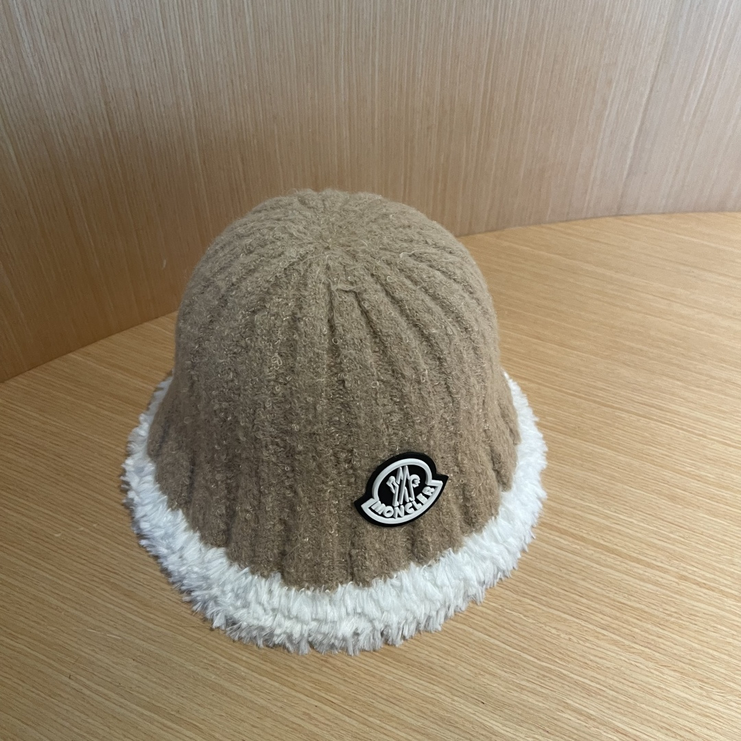 MONCLER蒙口子女冬款2024新款渔夫帽女士秋冬季毛绒百搭防寒保暖盆帽