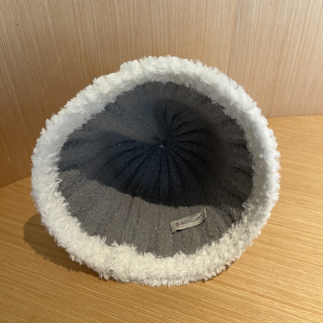 MONCLER蒙口子女冬款2024新款渔夫帽女士秋冬季毛绒百搭防寒保暖盆帽