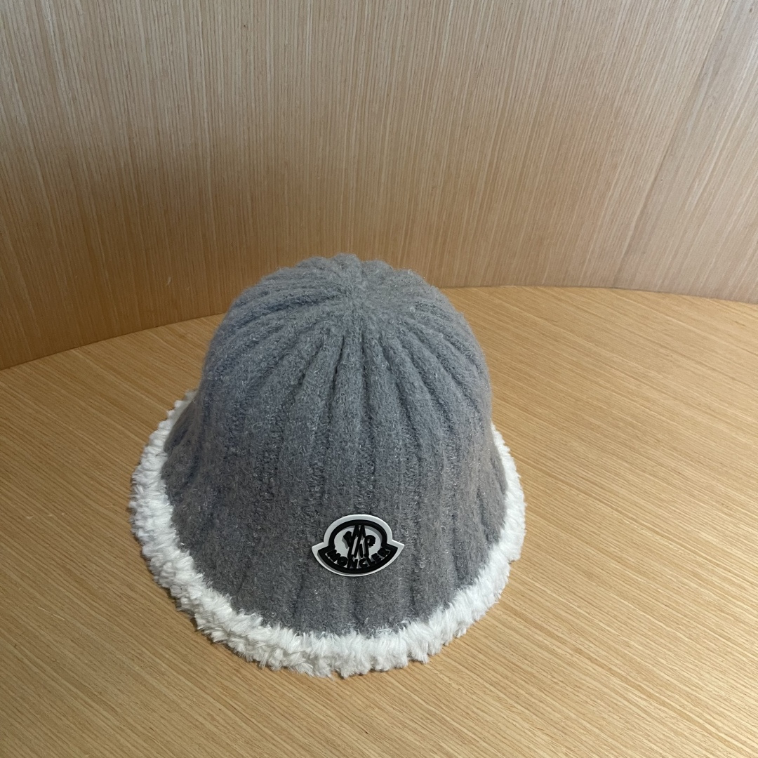 MONCLER蒙口子女冬款2024新款渔夫帽女士秋冬季毛绒百搭防寒保暖盆帽