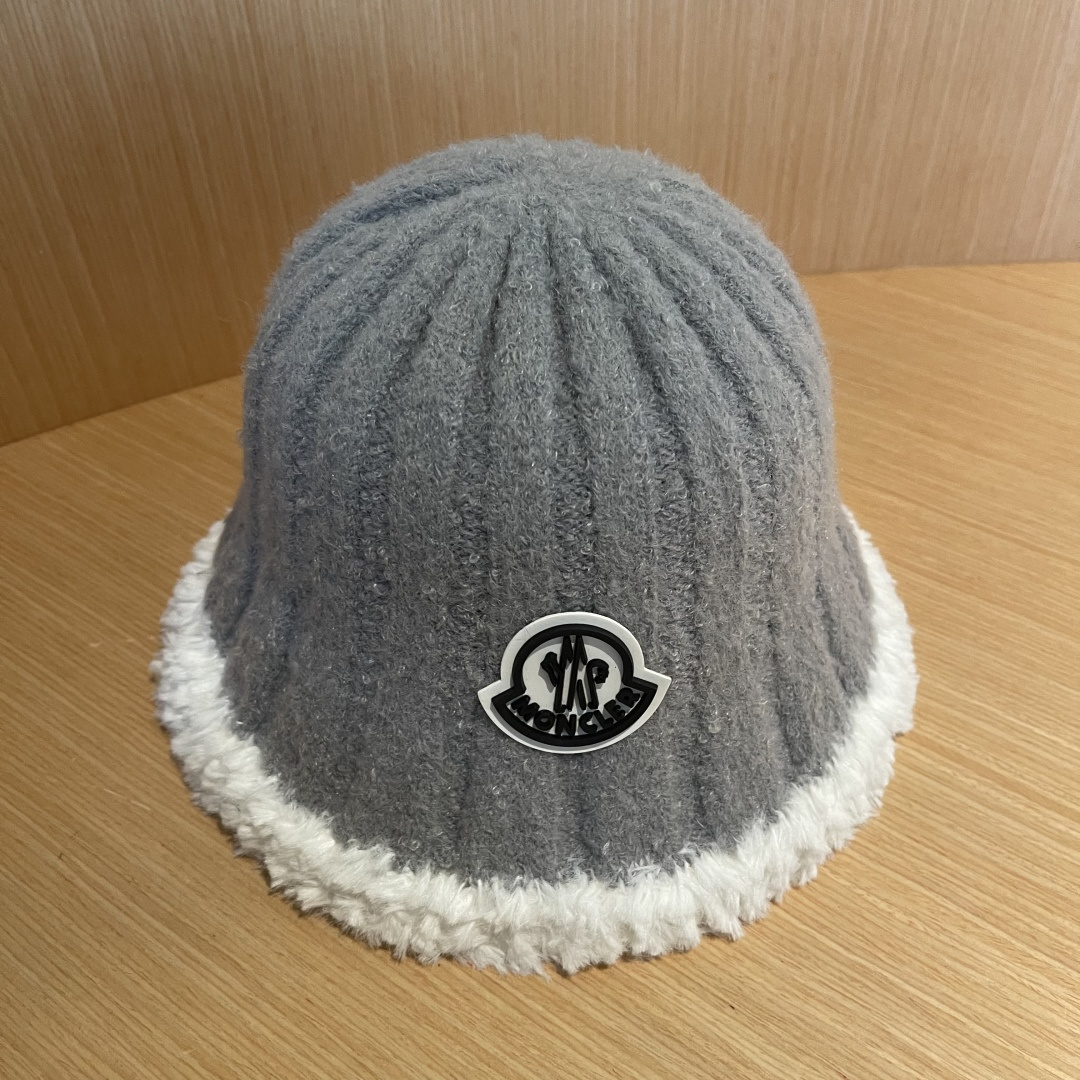 MONCLER蒙口子女冬款2024新款渔夫帽女士秋冬季毛绒百搭防寒保暖盆帽