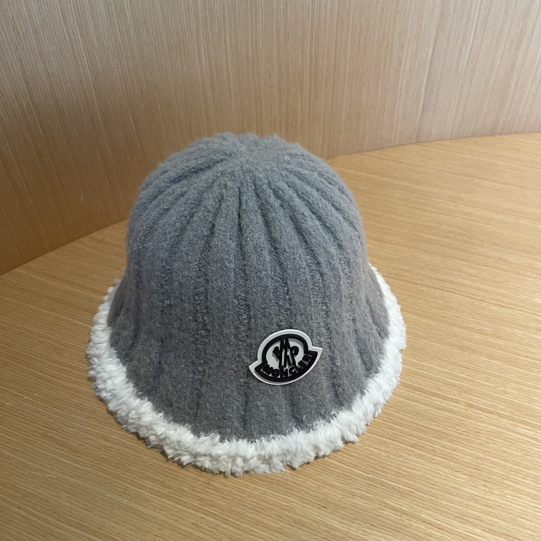 MONCLER蒙口子女冬款2024新款渔夫帽女士秋冬季毛绒百搭防寒保暖盆帽