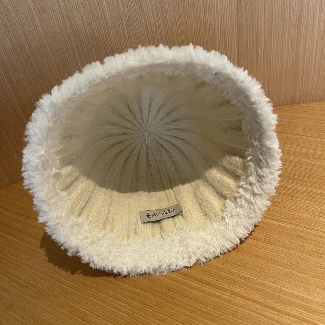 MONCLER蒙口子女冬款2024新款渔夫帽女士秋冬季毛绒百搭防寒保暖盆帽