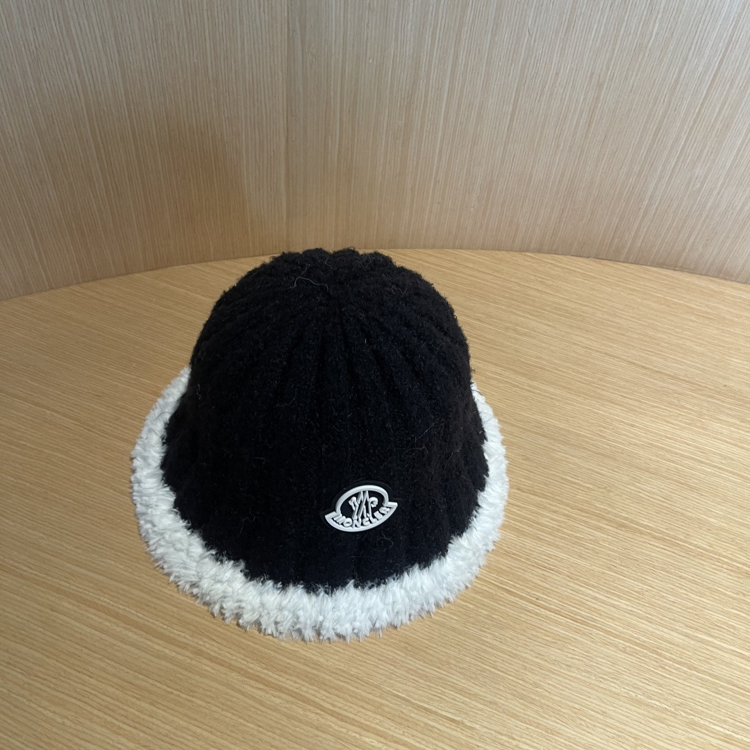 MONCLER蒙口子女冬款2024新款渔夫帽女士秋冬季毛绒百搭防寒保暖盆帽