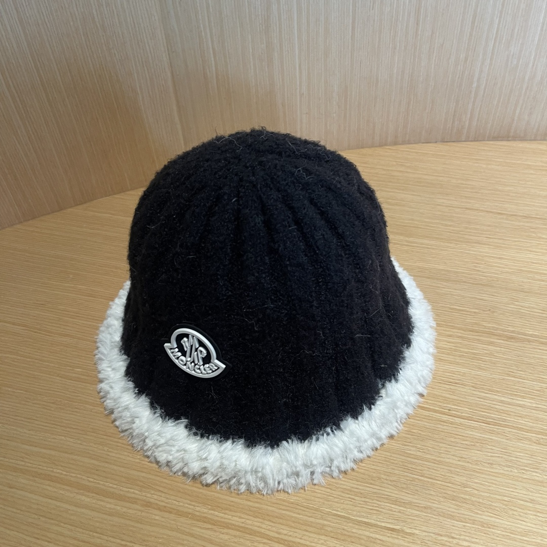 MONCLER蒙口子女冬款2024新款渔夫帽女士秋冬季毛绒百搭防寒保暖盆帽