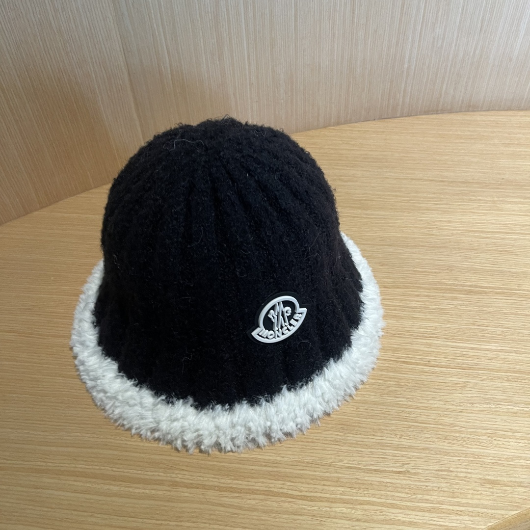 MONCLER蒙口子女冬款2024新款渔夫帽女士秋冬季毛绒百搭防寒保暖盆帽