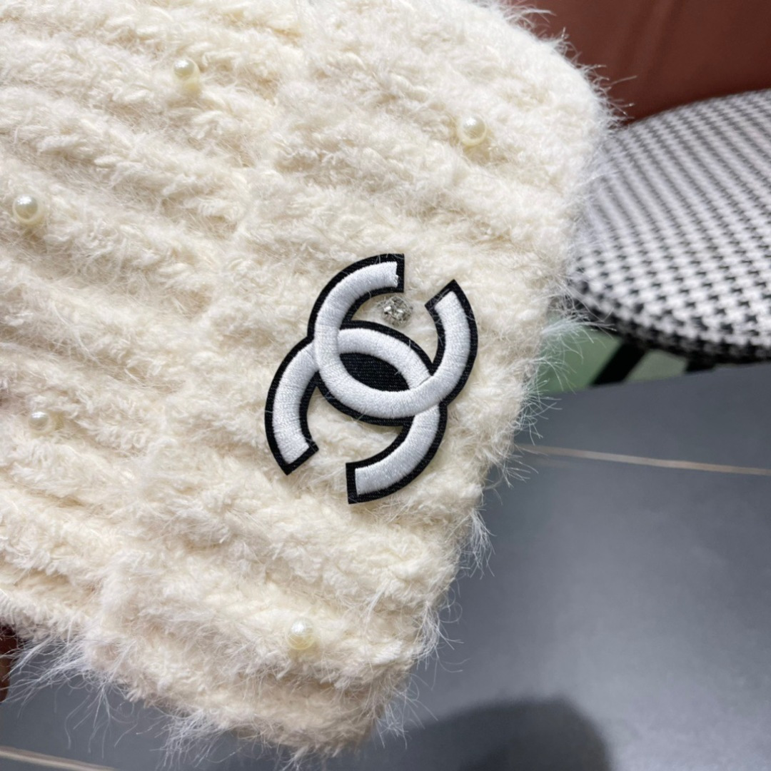 Chanel香奈儿毛绒针织毛线帽大头围有弹性，秋冬季保暖显脸小护耳