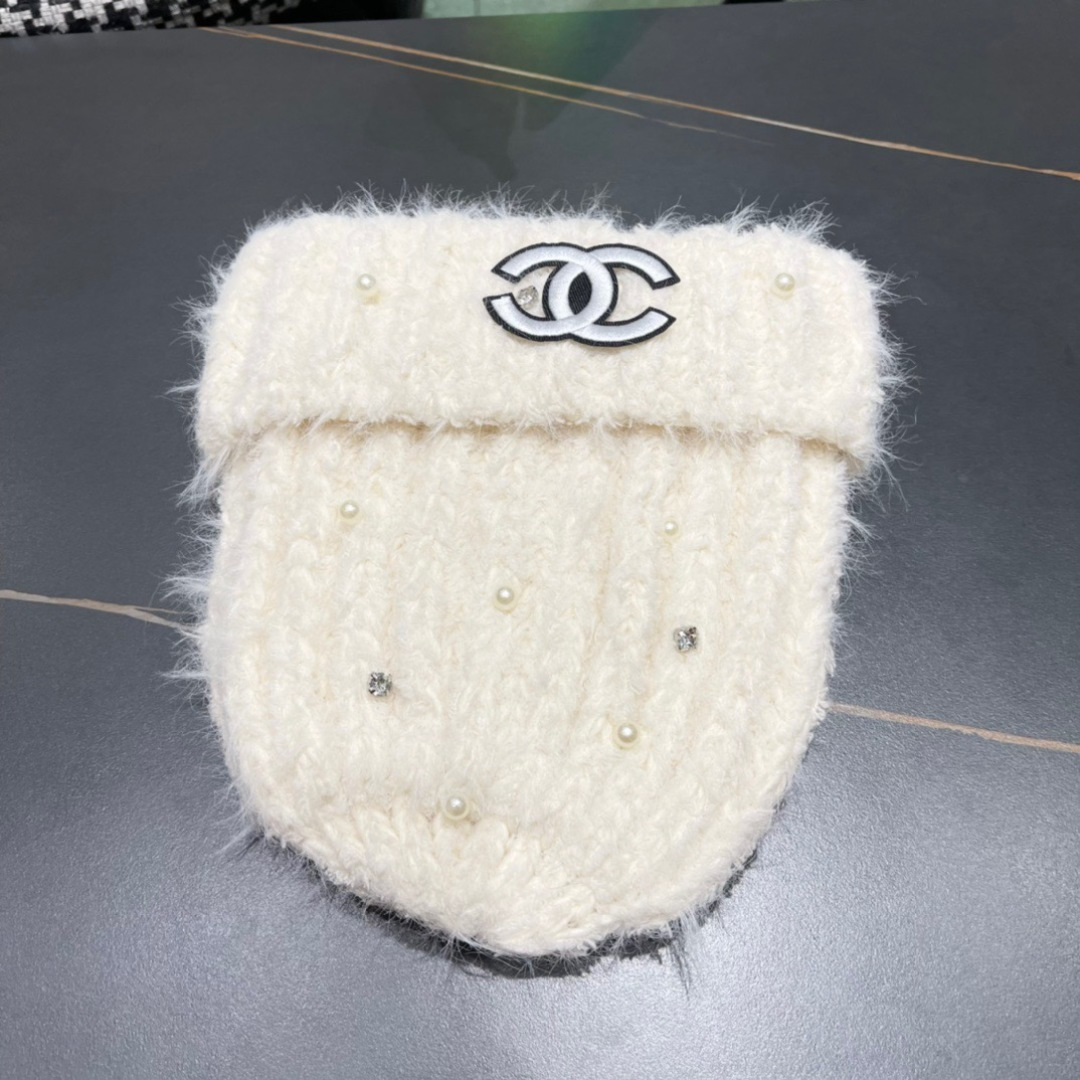 Chanel香奈儿毛绒针织毛线帽大头围有弹性，秋冬季保暖显脸小护耳
