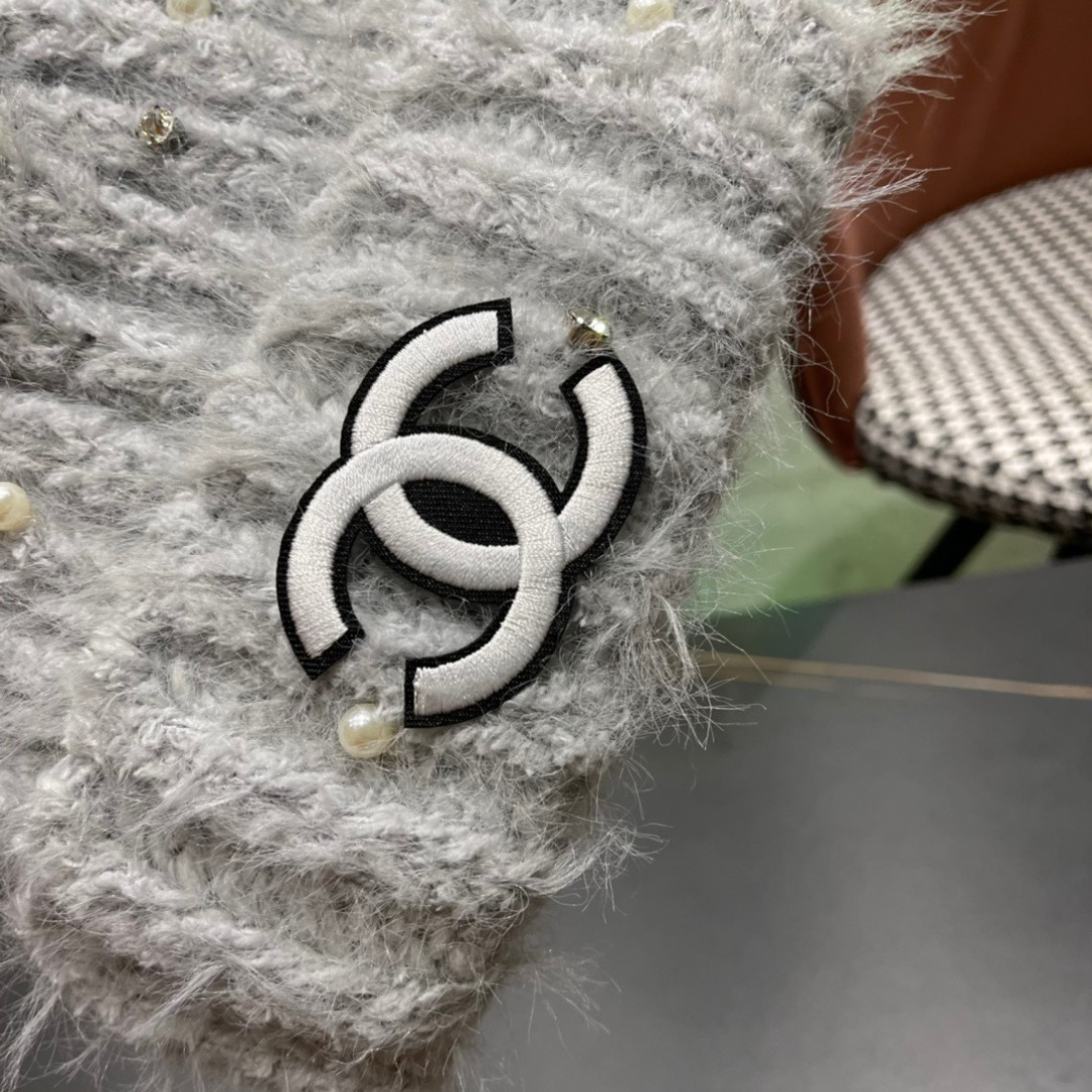 Chanel香奈儿毛绒针织毛线帽大头围有弹性，秋冬季保暖显脸小护耳