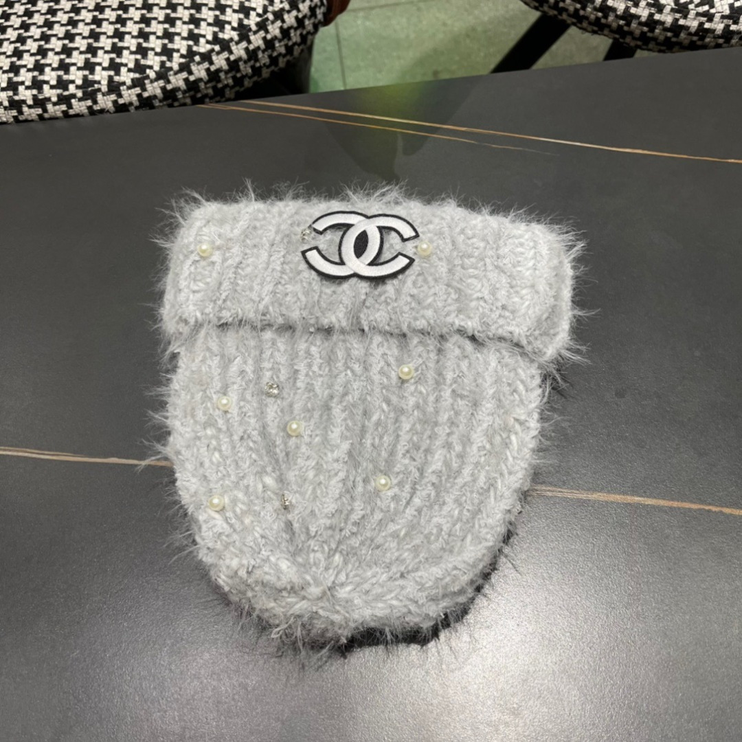 Chanel香奈儿毛绒针织毛线帽大头围有弹性，秋冬季保暖显脸小护耳